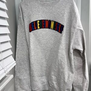 Men's Gray Crewneck Sweater with Colorful 'Believe in Oneself' Design